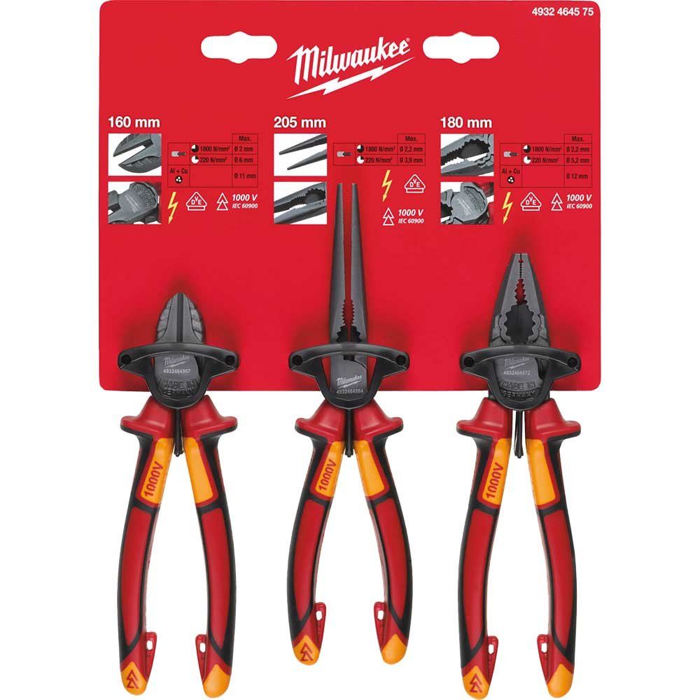 Milwaukee 3 Piece VDE Insulated Plier Set - Image 1