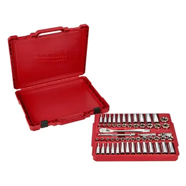 Milwaukee Metric & Imperial 3/8 Ratchet + Socket Set (56Pc) | 4932464946 | Euro Car Parts - Image 1