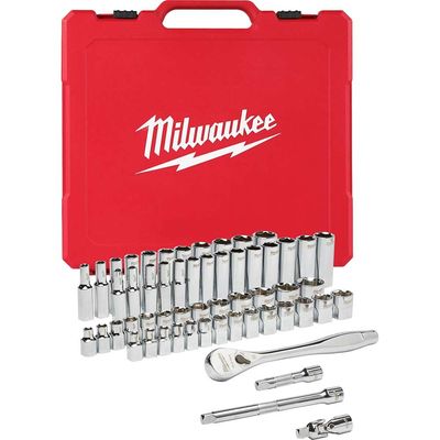 Milwaukee Metric & Imperial 3/8 Ratchet + Socket Set (56Pc) | 4932464946 | Euro Car Parts - Thumbnail 2