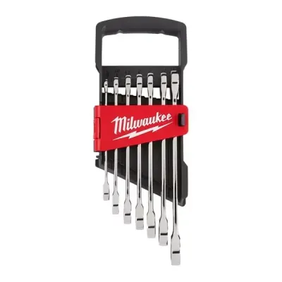 Milwaukee Max Bite Ratcheting Metric Combination Spanner Set (7Pc) | 4932464993 | Euro Car Parts