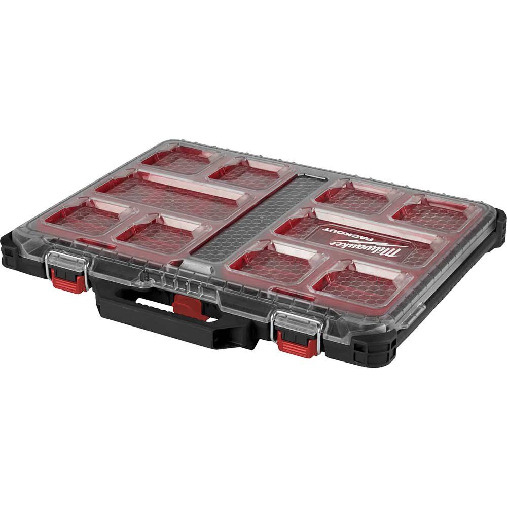 Milwaukee Packout 10 Compartment Slim Organiser Case - Image 1