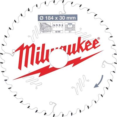 Milwaukee Thin Kerf Wood Cutting Circular Saw Blade 184mm 40T 30mm