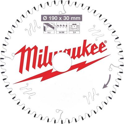 Milwaukee Aluminium Cutting Circular Saw Blade 190mm 54T 30mm