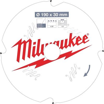 Milwaukee Fibre Cement Cutting Circular Saw Blade 190mm 4T 30mm