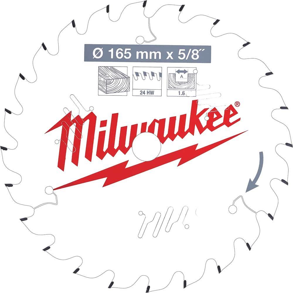 Milwaukee Thin Kerf Wood Cutting Circular Saw Blade 165mm 24T 15.8mm - Image 1