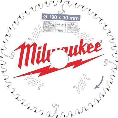Milwaukee Thin Kerf Wood Cutting Circular Saw Blade 190mm 48T 30mm