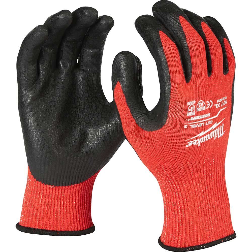 Milwaukee Cut Level 3 Dipped Work Gloves Black / Red 2XL Pack of 1 - Image 1