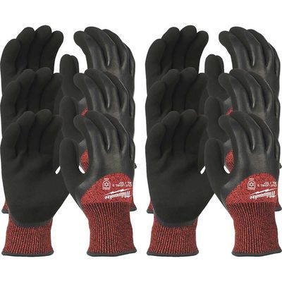 Milwaukee Winter Lined Cut Level 3 Work Gloves Black / Red XL Pack of 12