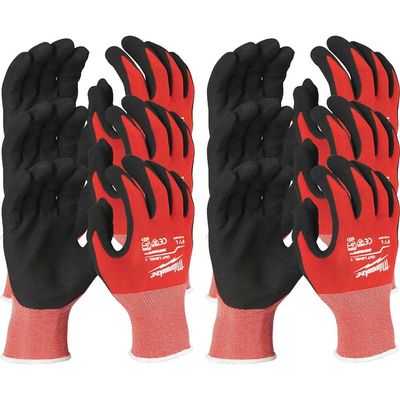 Milwaukee Cut Level 1 Dipped Work Gloves Black / Red L Pack of 12