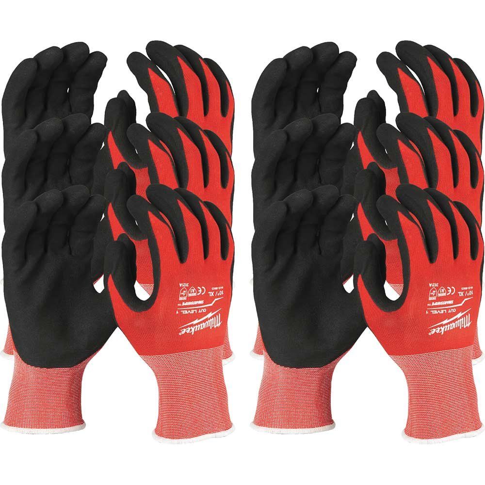 Milwaukee Cut Level 1 Dipped Work Gloves Black / Red XL Pack of 12 - Image 1