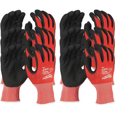 Milwaukee Cut Level 1 Dipped Work Gloves Black / Red XL Pack of 12