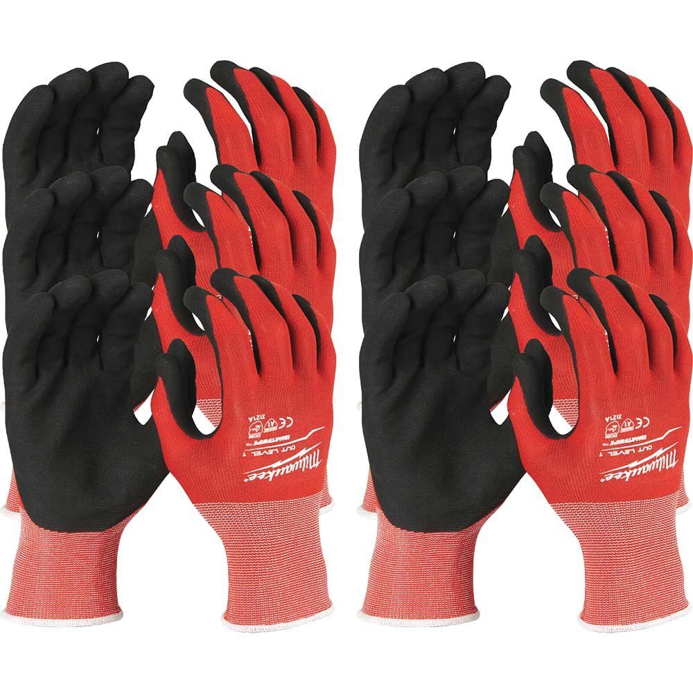 Milwaukee Cut Level 1 Dipped Work Gloves Black / Red 2XL Pack of 12 - Image 1