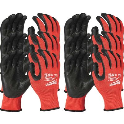 Milwaukee Cut Level 3 Dipped Work Gloves Black / Red M Pack of 12