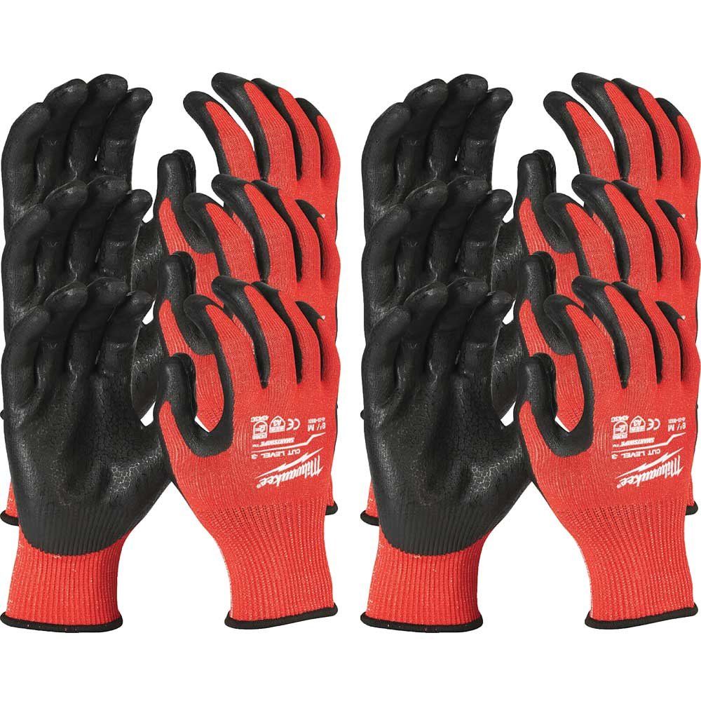 Milwaukee Cut Level 3 Dipped Work Gloves Black / Red L Pack of 12 - Image 1