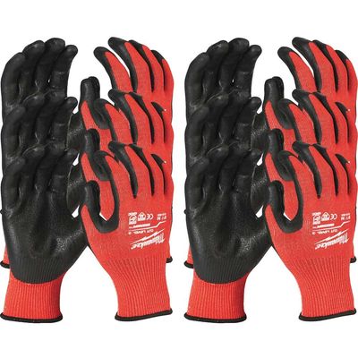 Milwaukee Cut Level 3 Dipped Work Gloves Black / Red L Pack of 12