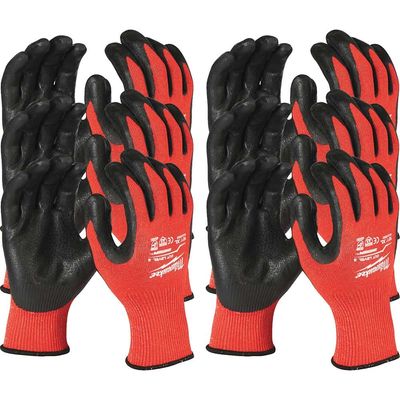 Milwaukee Cut Level 3 Dipped Work Gloves Black / Red 2XL Pack of 12