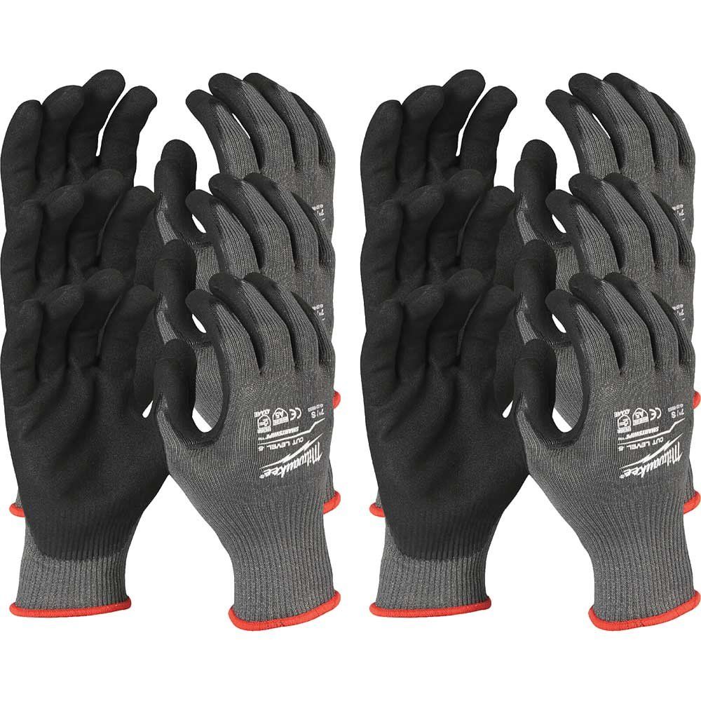 Milwaukee Cut Level 5 Dipped Work Gloves Black / Grey M Pack of 12 - Image 1