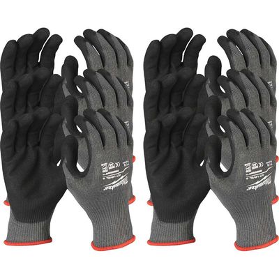 Milwaukee Cut Level 5 Dipped Work Gloves Black / Grey M Pack of 12