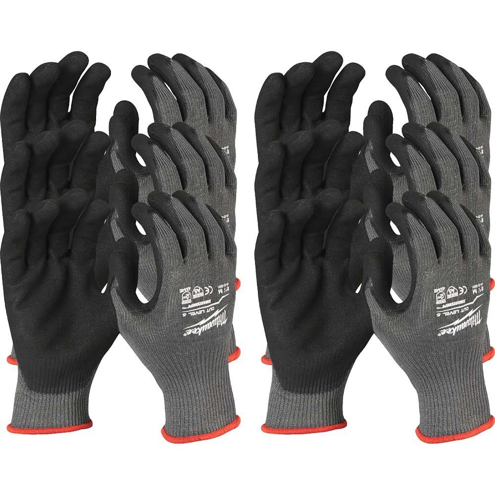 Milwaukee Cut Level 5 Dipped Work Gloves Black / Grey L Pack of 12 - Image 1
