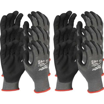 Milwaukee Cut Level 5 Dipped Work Gloves Black / Grey L Pack of 12