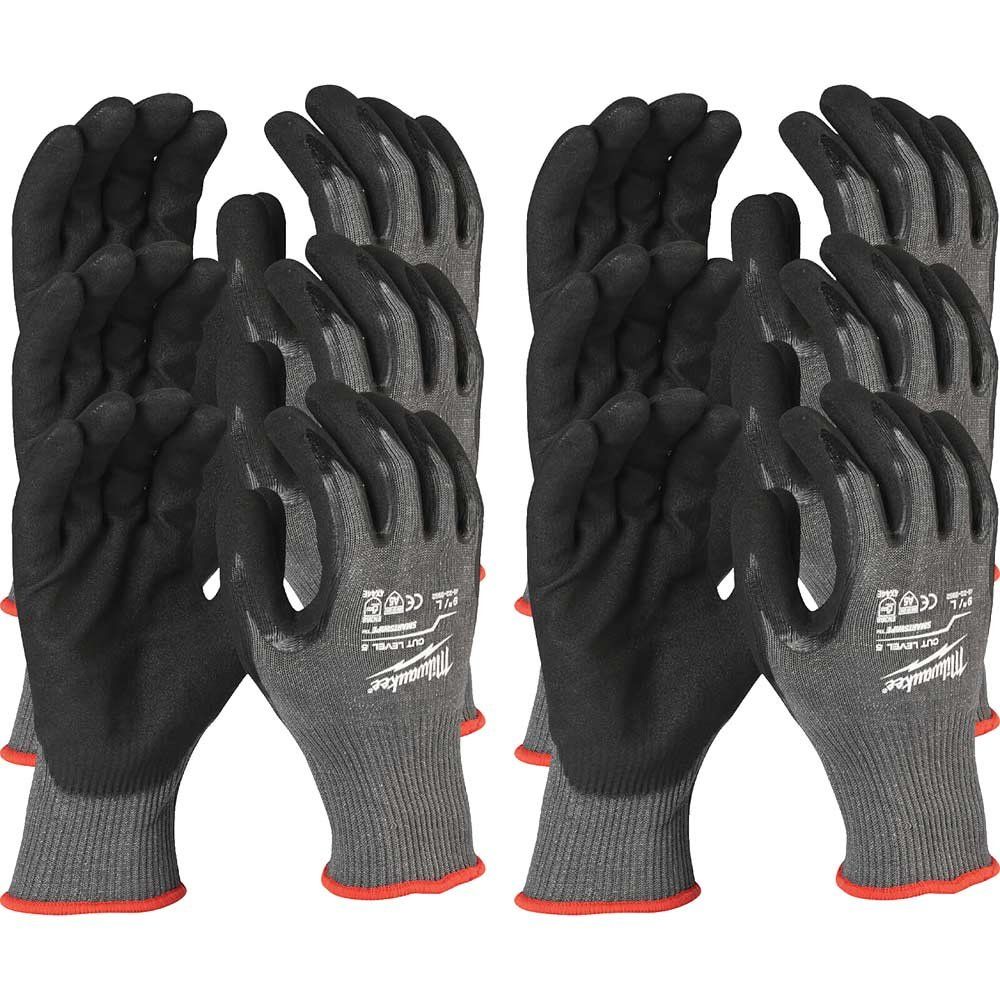 Milwaukee Cut Level 5 Dipped Work Gloves Black / Grey XL Pack of 12 - Image 1