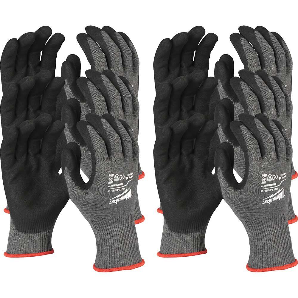 Milwaukee Cut Level 5 Dipped Work Gloves Black / Grey 2XL Pack of 12 - Image 1