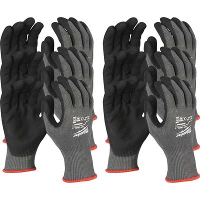 Milwaukee Cut Level 5 Dipped Work Gloves Black / Grey 2XL Pack of 12