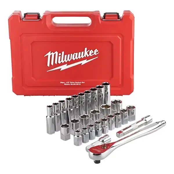 Milwaukee Four Flats 1/2 Drive 28 Pc Ratchet + Socket Set Metric | 4932471864 | Euro Car Parts - Image 1