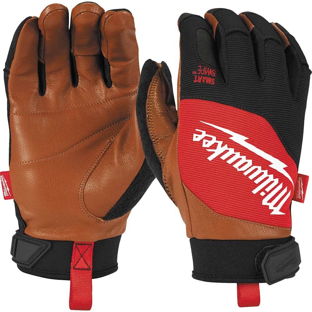 Milwaukee Hybrid Leather Work Gloves Brown / Red L - Image 1