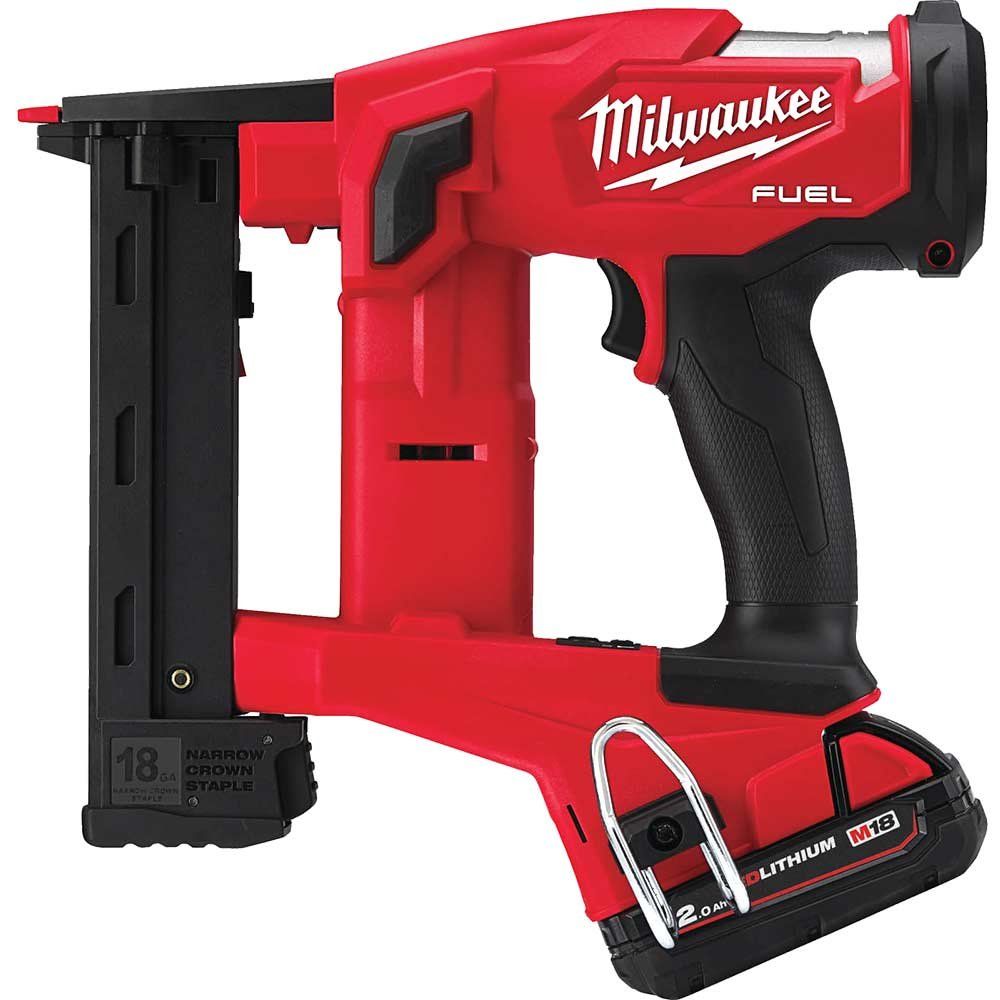 Milwaukee M18 FNCS18GS Fuel 18v Cordless Brushless Narrow Crown Stapler 2 x 2ah Li-ion Battery Charger Case - Image 1