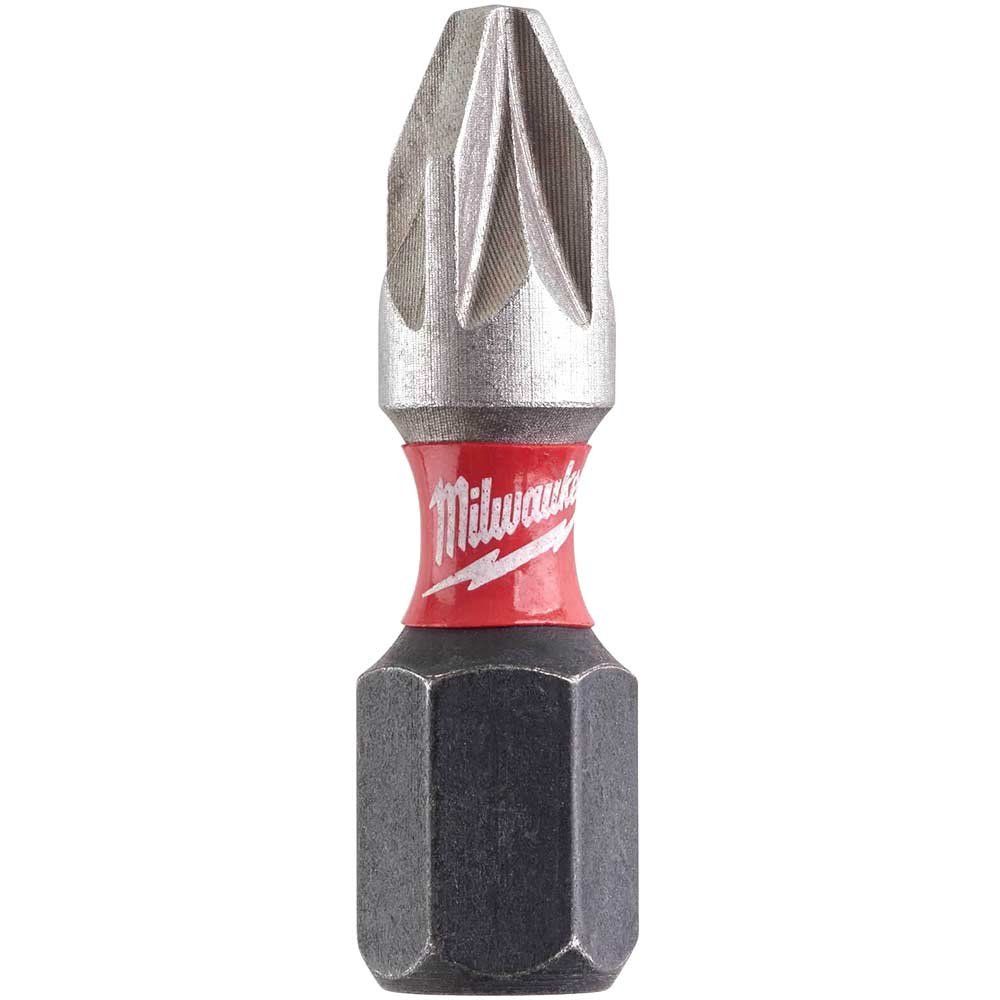 Milwaukee Shockwave Impact Duty Pozi Screwdriver Bits PZ2 25mm Pack of 25 - Image 1