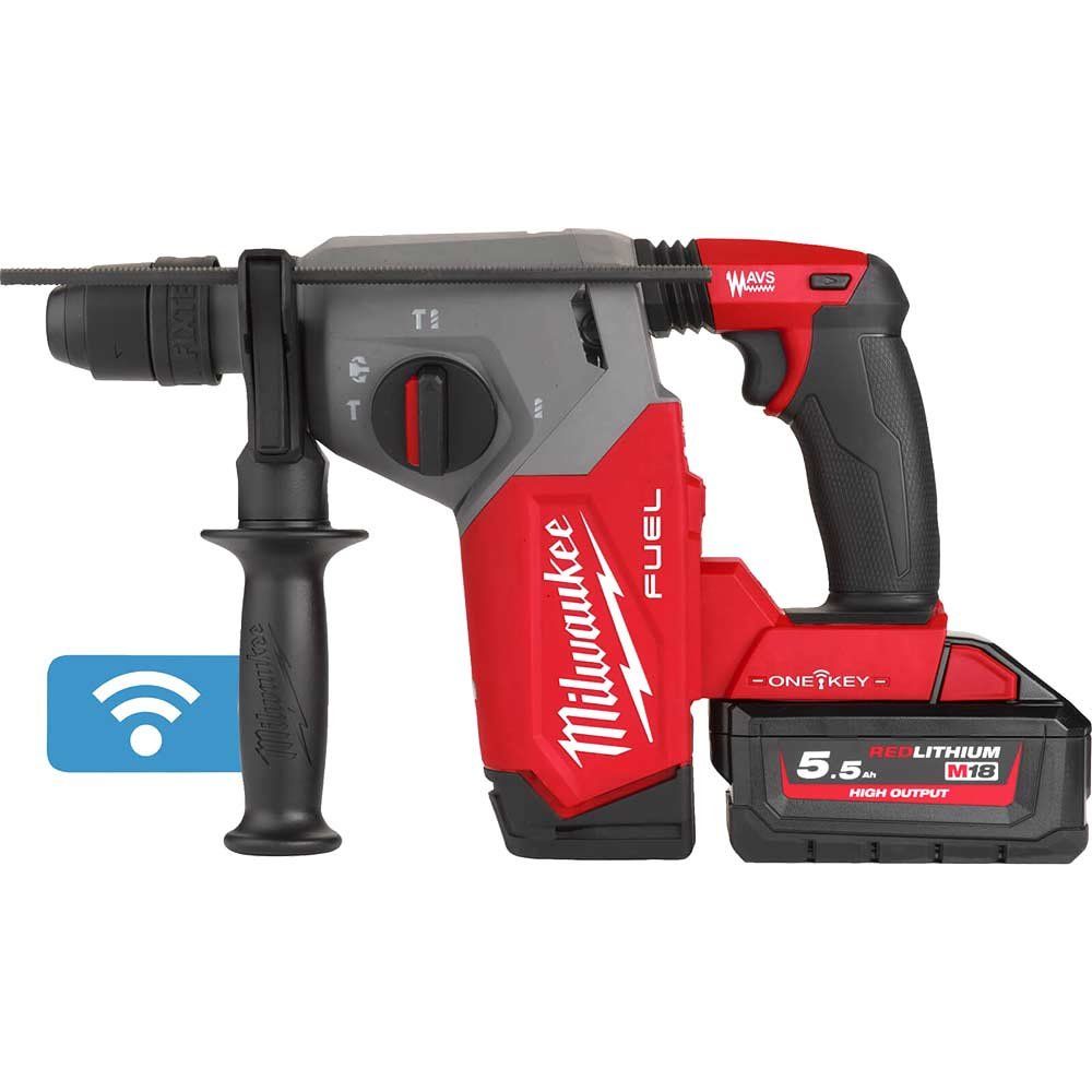 Milwaukee M18 ONEFHX Fuel 18v Cordless Brushless SDS Plus Drill 2 x 5.5ah Li-ion Battery Charger Case - Image 1
