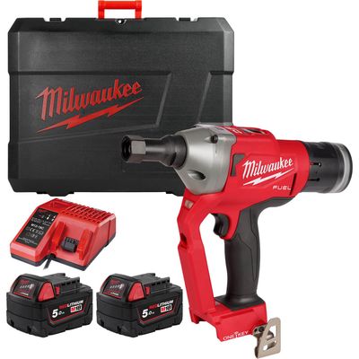 Milwaukee M18 ONEFLT Fuel 18v Cordless Brushless Lockbolt Rivet Gun 2 x 5ah Li-ion Battery Charger Case