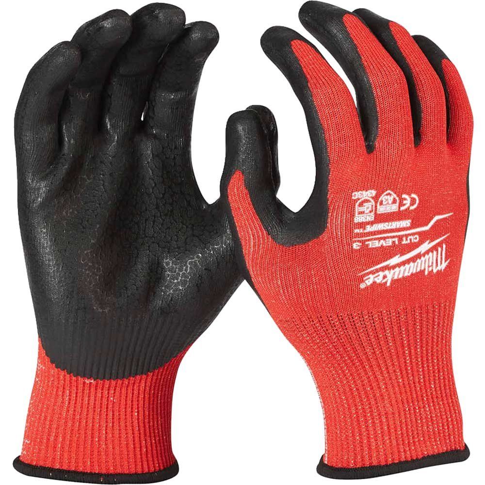 Milwaukee Cut Level 3 Dipped Work Gloves Black / Red S Pack of 12 - Image 1
