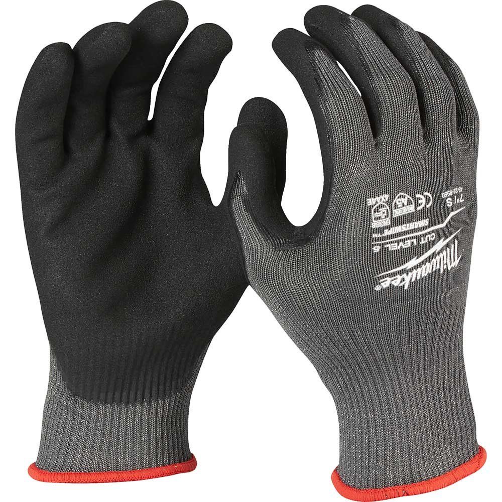 Milwaukee Cut Level 5 Dipped Work Gloves Black / Grey S Pack of 12 - Image 1