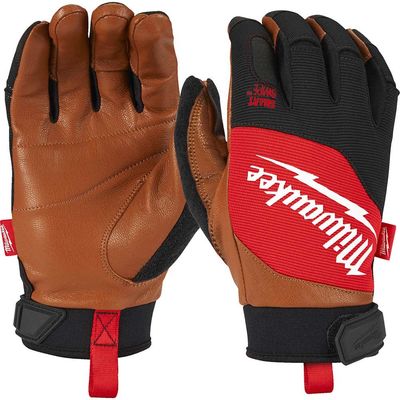 Milwaukee Hybrid Leather Work Gloves Brown / Red S