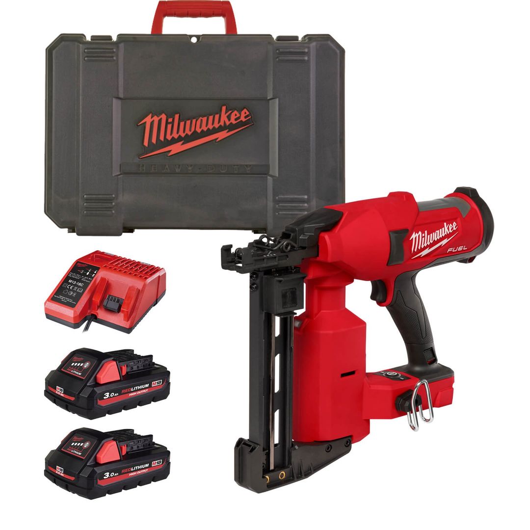 Milwaukee M18 FFUS Fuel 18v Cordless Brushless Fencing Utility Stapler 2 x 3ah Li-ion Battery Charger Case - Image 1