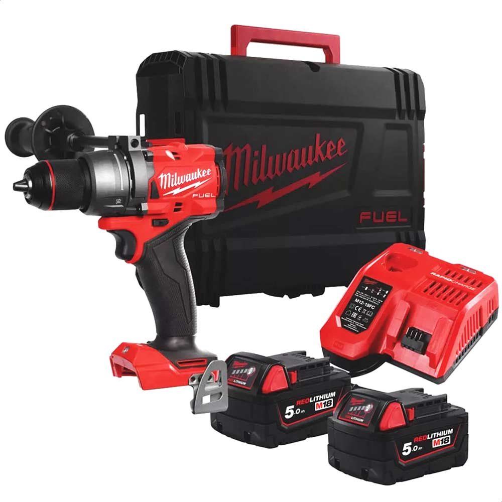 Milwaukee M18 FPD3 Fuel 18v Cordless Brushless Combi Drill 2 x 5ah Li-ion Battery Charger Case - Image 1