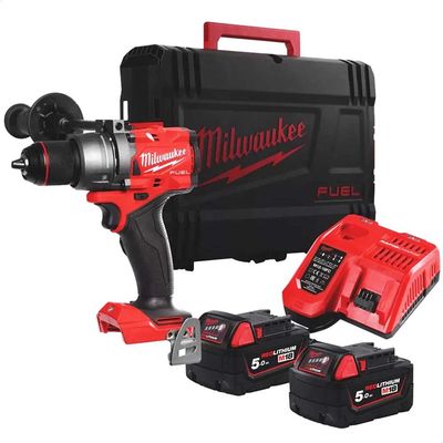 Milwaukee M18 FPD3 Fuel 18v Cordless Brushless Combi Drill 2 x 5ah Li-ion Battery Charger Case