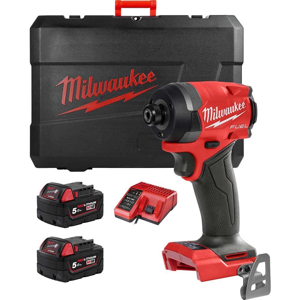 Milwaukee M18 FID3 Fuel 18v Cordless Brushless Impact Driver 2 x 5ah Li-ion Battery Charger Case - Image 1