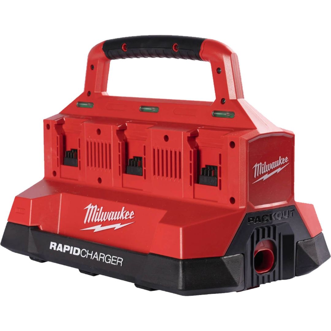 Milwaukee M18 PC6 18v Cordless 6 Bay Rapid Battery Charger 240v - Image 1