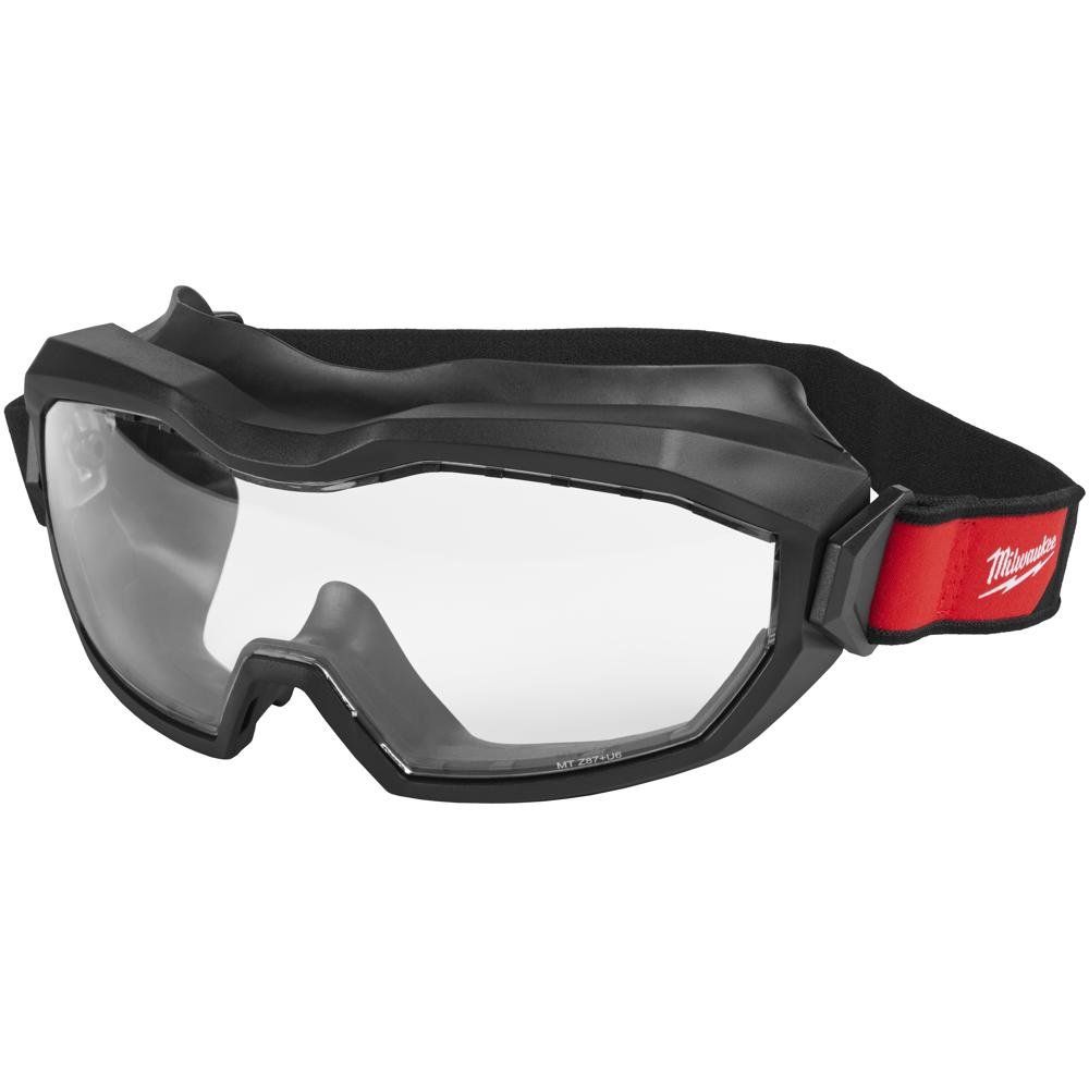 Milwaukee High Profile Vented Safety Goggles Black Clear - Image 1