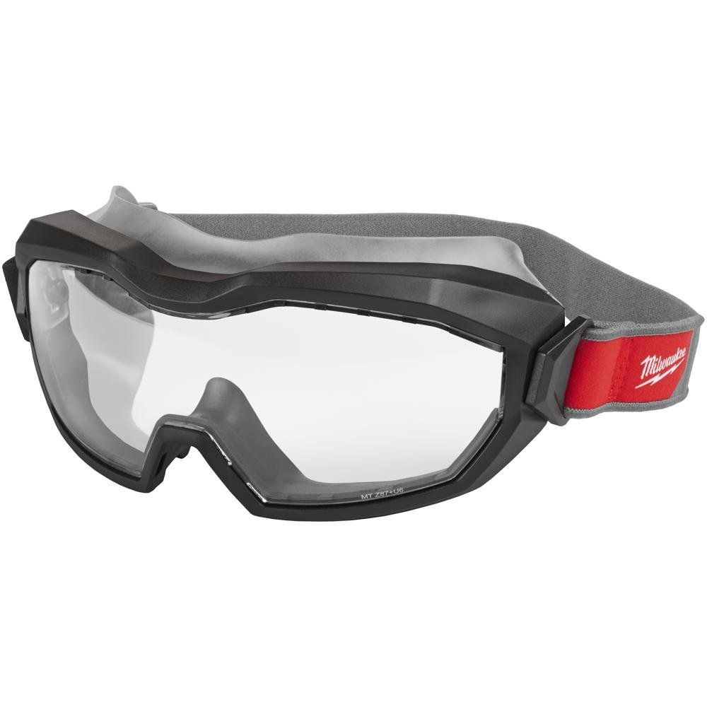 Milwaukee High Profile Non Vented Safety Goggles Black Clear - Image 1