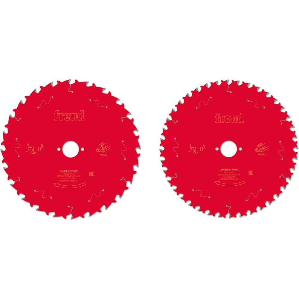 Freud F03FS09894 Wood Circular Saw Blade 2 Pack 250 X 30 X 2.8Mm X 24T / 40T - Image 1