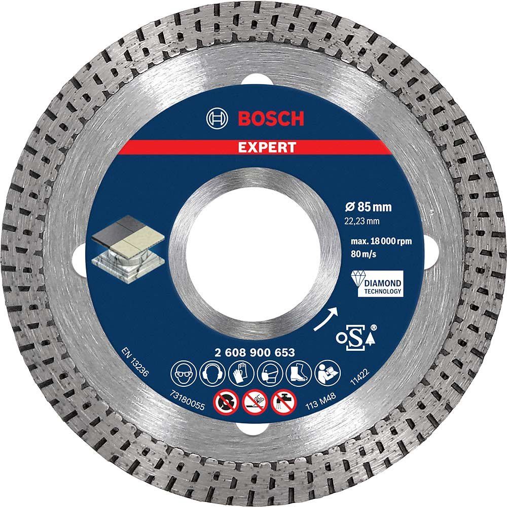 Bosch EXPERT Hard Ceramic Diamond Cutting Disc 85mm 1.6mm 22mm - Image 1