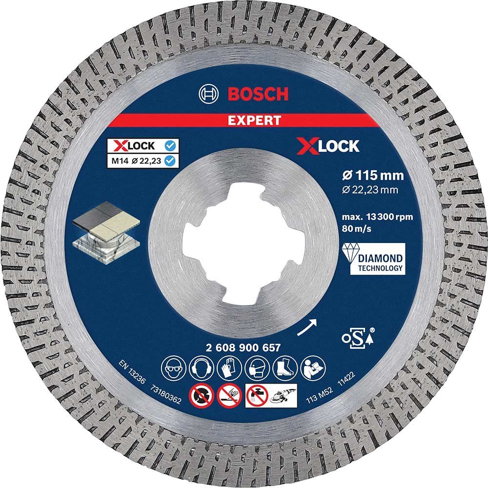 Bosch EXPERT X Lock Best Diamond Cutting Disc for Hard Ceramics 115mm 1.6mm 22mm - Image 1