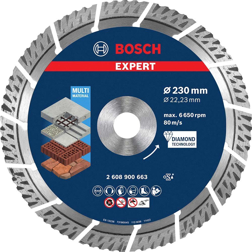 Bosch EXPERT Multi Material Diamond Cutting Disc 230mm 2.4mm 22mm - Image 1