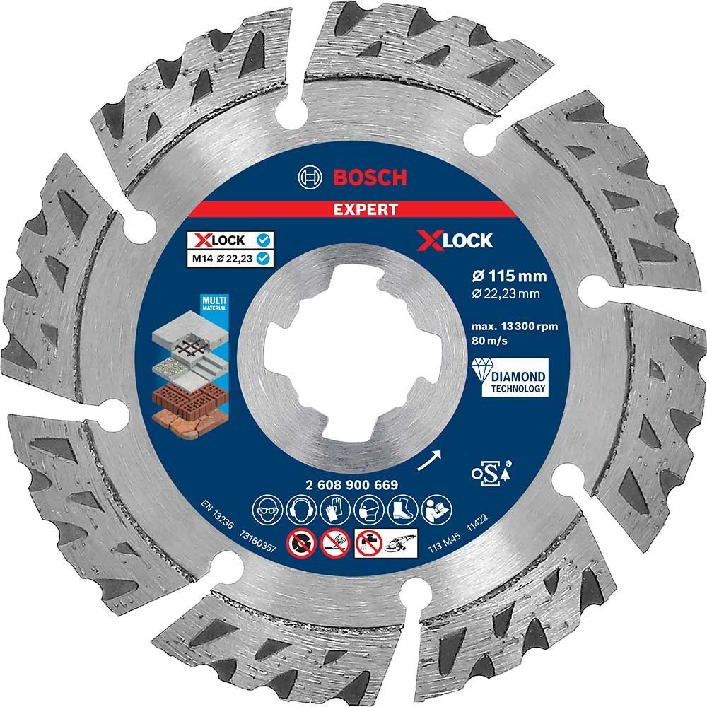Bosch EXPERT Multi Material X Lock Diamond Cutting Disc 115mm 2.4mm 22mm - Image 1