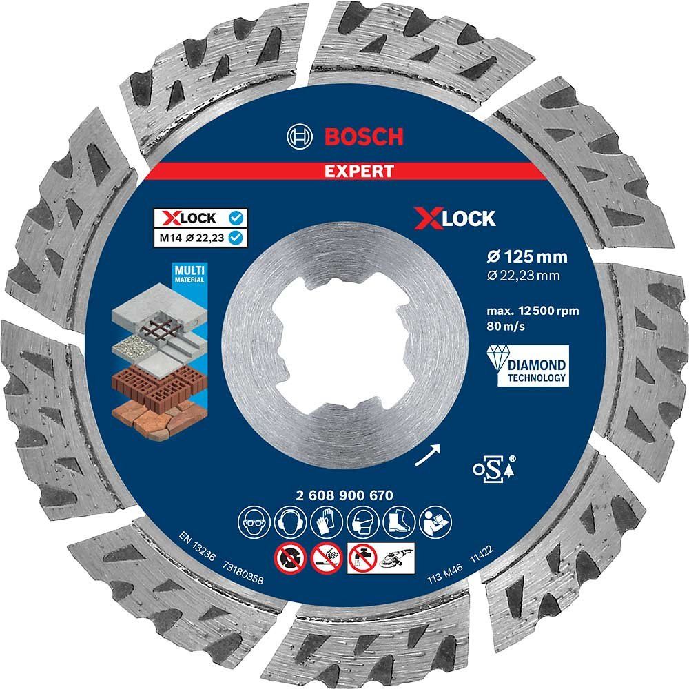 Bosch EXPERT Multi Material X Lock Diamond Cutting Disc 125mm 2.4mm 22mm - Image 1
