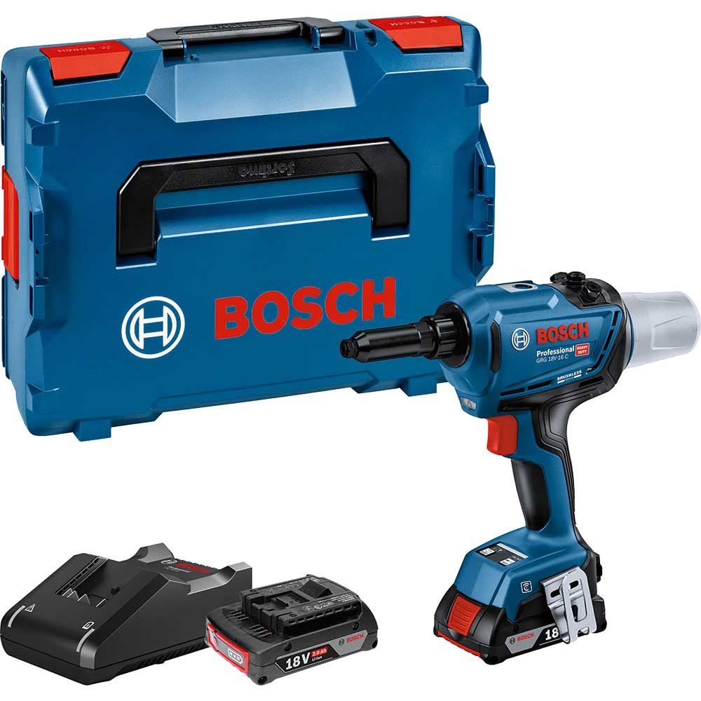 Bosch GRG 18V-16 C 18v Cordless Brushless Pop Rivet Gun 2 x 2ah Li-ion Battery Charger Case - Image 1